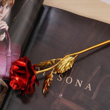 ELECTROPRIME 24K Golden Foil Plated Decoration Rose Artificial Flower, Random Color Delivery