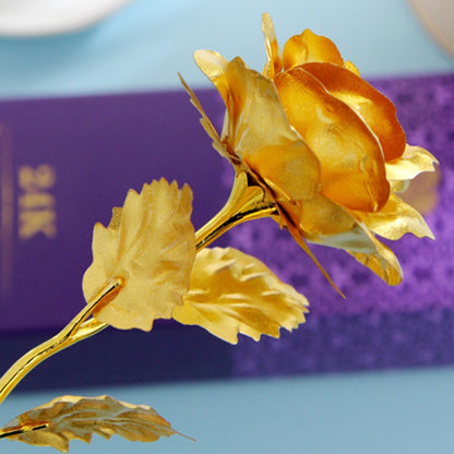 ELECTROPRIME 24K Golden Foil Plated Decoration Rose Artificial Flower, Random Color Delivery