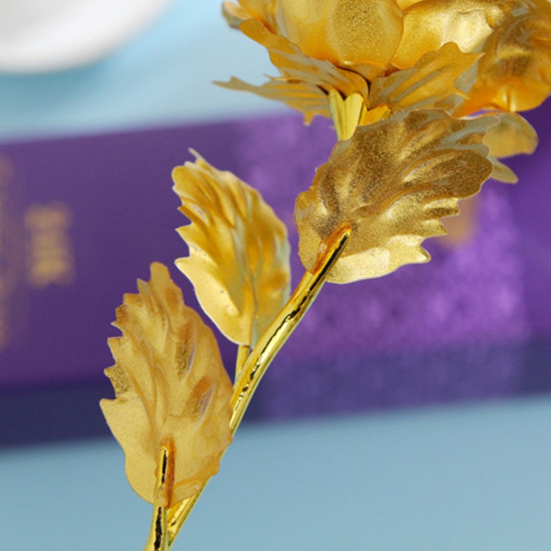 ELECTROPRIME 24K Golden Foil Plated Decoration Rose Artificial Flower, Random Color Delivery