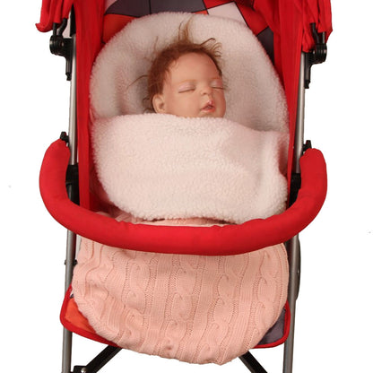 ELECTROPRIME Thick Baby Swaddle Wrap Knit Envelope Sleeping Bag Newborn Infant Warm Bands Indoor Infant Stroller Sleeping Bag (Pink)