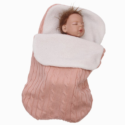 ELECTROPRIME Thick Baby Swaddle Wrap Knit Envelope Sleeping Bag Newborn Infant Warm Bands Indoor Infant Stroller Sleeping Bag (Pink)