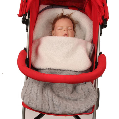 ELECTROPRIME Thick Baby Swaddle Wrap Knit Envelope Sleeping Bag Newborn Infant Warm Bands Indoor Infant Stroller Sleeping Bag (Light Grey)