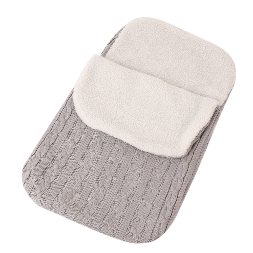 ELECTROPRIME Thick Baby Swaddle Wrap Knit Envelope Sleeping Bag Newborn Infant Warm Bands Indoor Infant Stroller Sleeping Bag (Light Grey)