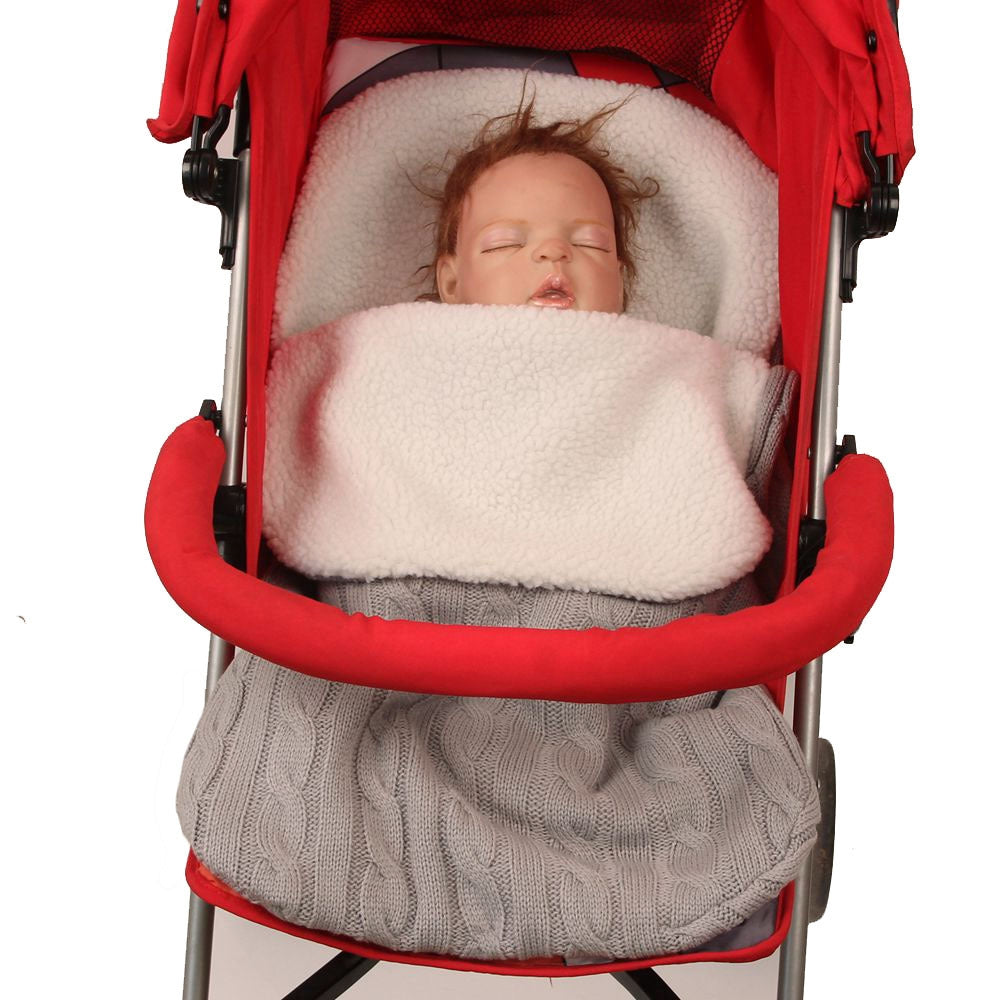 ELECTROPRIME Thick Baby Swaddle Wrap Knit Envelope Sleeping Bag Newborn Infant Warm Bands Indoor Infant Stroller Sleeping Bag (Light Grey)