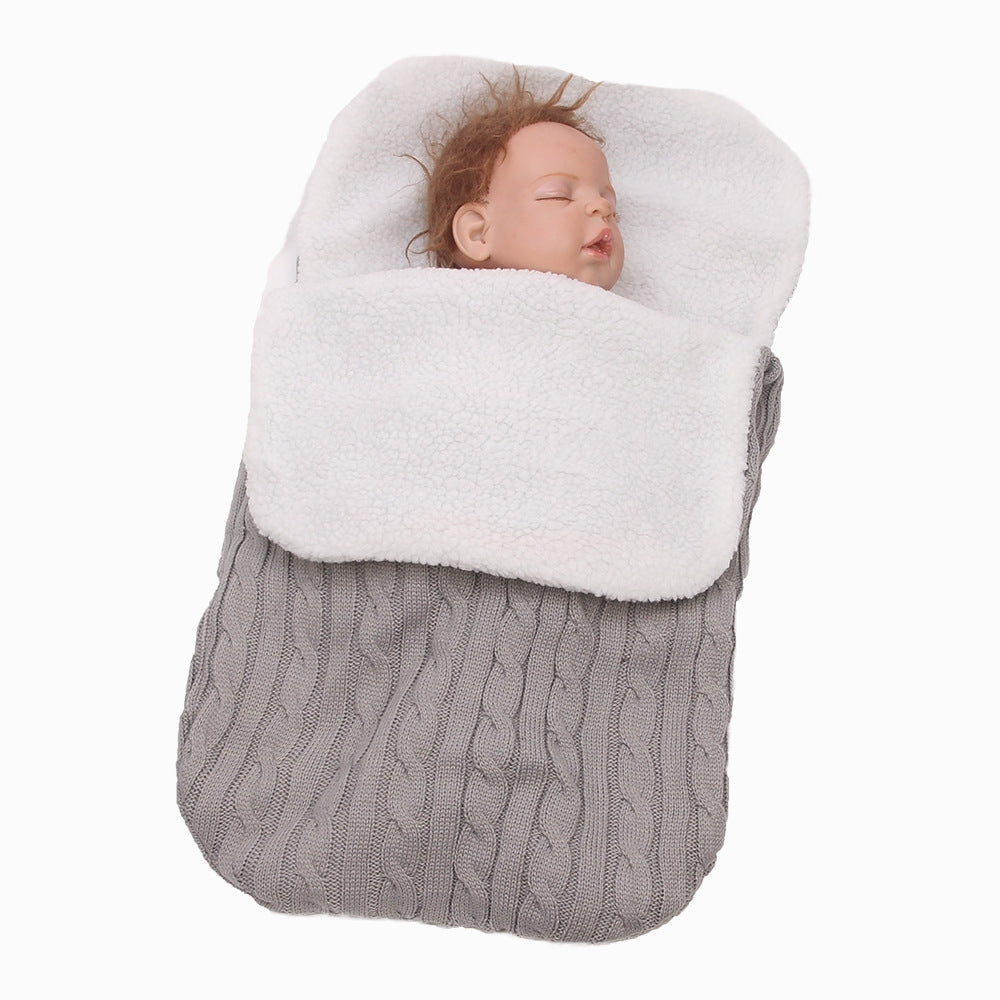 ELECTROPRIME Thick Baby Swaddle Wrap Knit Envelope Sleeping Bag Newborn Infant Warm Bands Indoor Infant Stroller Sleeping Bag (Light Grey)