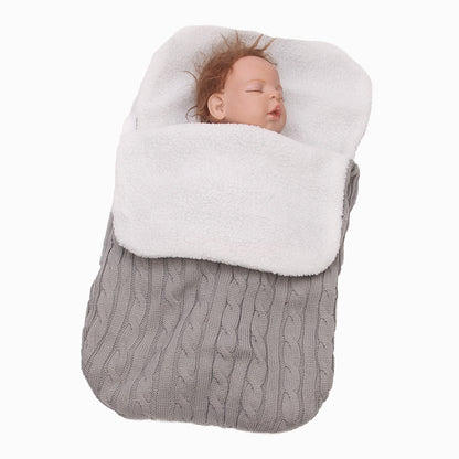 ELECTROPRIME Thick Baby Swaddle Wrap Knit Envelope Sleeping Bag Newborn Infant Warm Bands Indoor Infant Stroller Sleeping Bag (Light Grey)