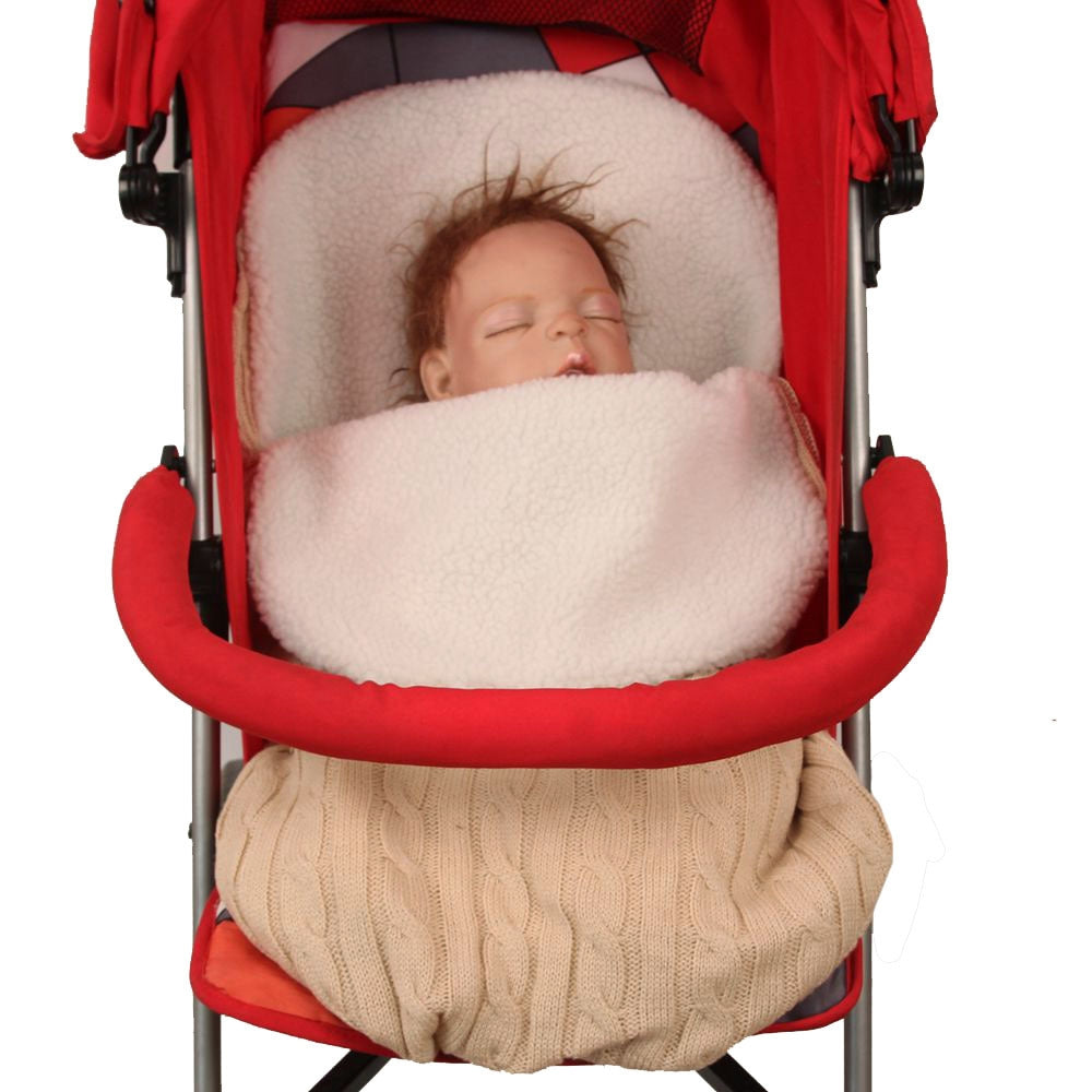 ELECTROPRIME Thick Baby Swaddle Wrap Knit Envelope Sleeping Bag Newborn Infant Warm Bands Indoor Infant Stroller Sleeping Bag (Beige)