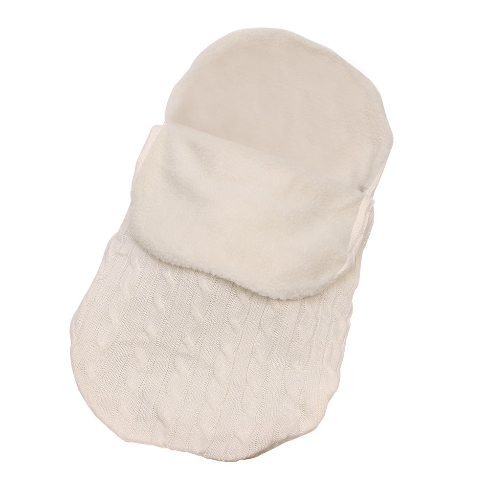 ELECTROPRIME Thick Baby Swaddle Wrap Knit Envelope Sleeping Bag Newborn Infant Warm Bands Indoor Infant Stroller Sleeping Bag (White)