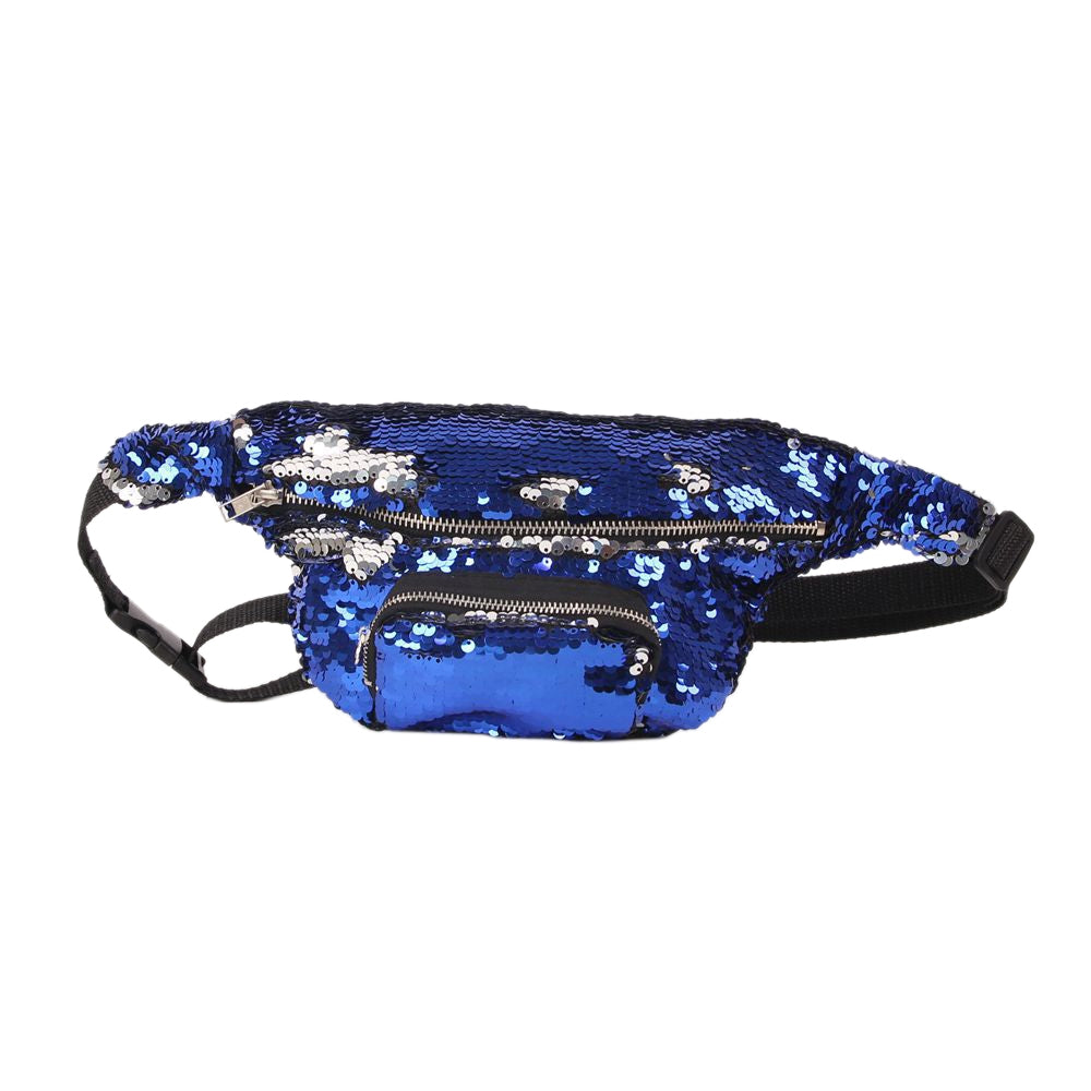ELECTROPRIME Sequins Waist Bag Double Color Makeup Bag Mermaid Purses Chest Pack Women Girl Travelling Mobile Phone Bag(Ice Blue Light)