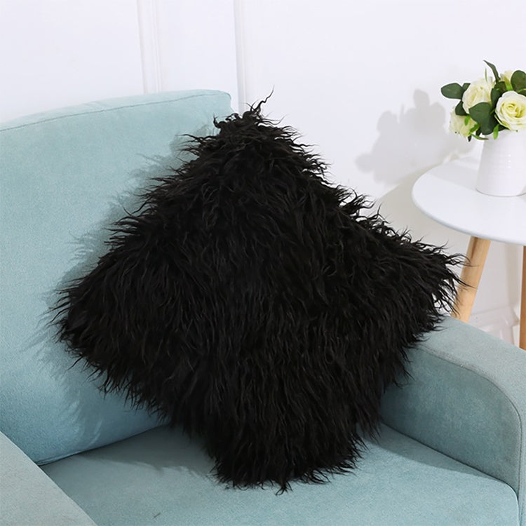 ELECTROPRIME Velvet Long Plush Pillow Cover Popular Square Furry Cover Home Bed Room Decoration Pillowcase, Size: 45 x 45cm(Black)