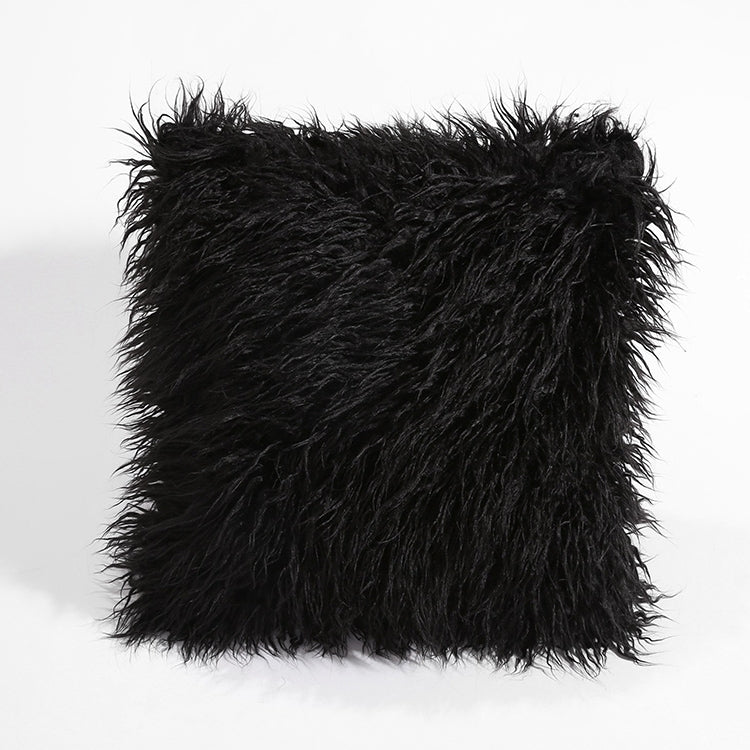 ELECTROPRIME Velvet Long Plush Pillow Cover Popular Square Furry Cover Home Bed Room Decoration Pillowcase, Size: 45 x 45cm(Black)
