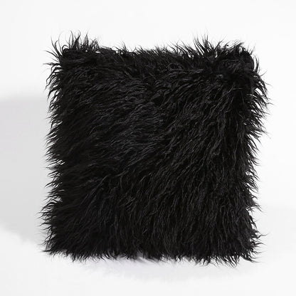 ELECTROPRIME Velvet Long Plush Pillow Cover Popular Square Furry Cover Home Bed Room Decoration Pillowcase, Size: 45 x 45cm(Black)