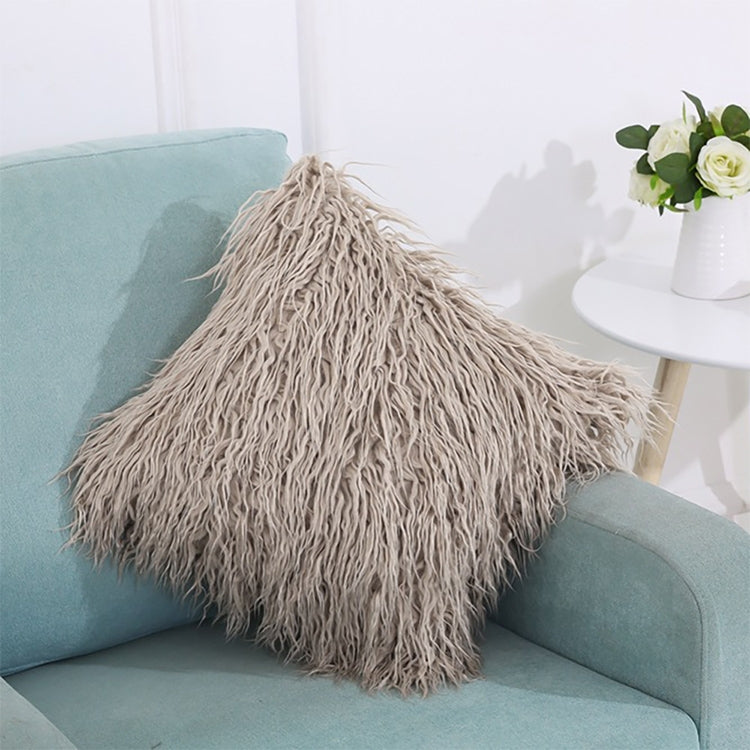ELECTROPRIME Velvet Long Plush Pillow Cover Popular Square Furry Cover Home Bed Room Decoration Pillowcase, Size: 45 x 45cm(Khaki)