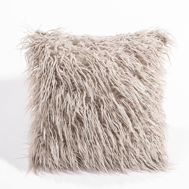 ELECTROPRIME Velvet Long Plush Pillow Cover Popular Square Furry Cover Home Bed Room Decoration Pillowcase, Size: 45 x 45cm(Khaki)