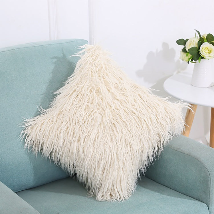 ELECTROPRIME Velvet Long Plush Pillow Cover Popular Square Furry Cover Home Bed Room Decoration Pillowcase, Size: 45 x 45cm(Beige)