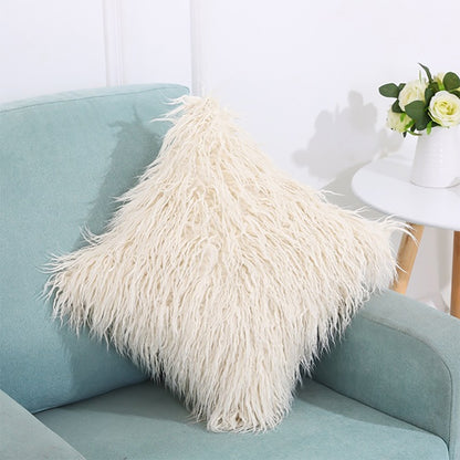 ELECTROPRIME Velvet Long Plush Pillow Cover Popular Square Furry Cover Home Bed Room Decoration Pillowcase, Size: 45 x 45cm(Beige)