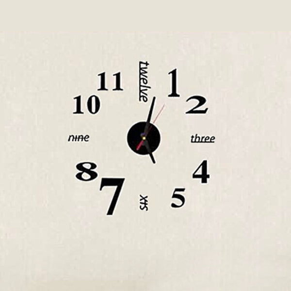 ELECTROPRIME Lovelife WC37130 Acrylic English Digital DIY Stereo Wall Clock Wall Stick Clock (Black)