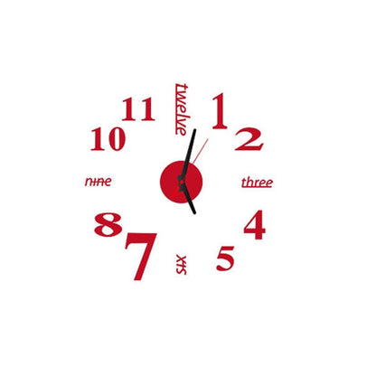 ELECTROPRIME Lovelife WC37130 Acrylic English Digital DIY Stereo Wall Clock Wall Stick Clock (Red)
