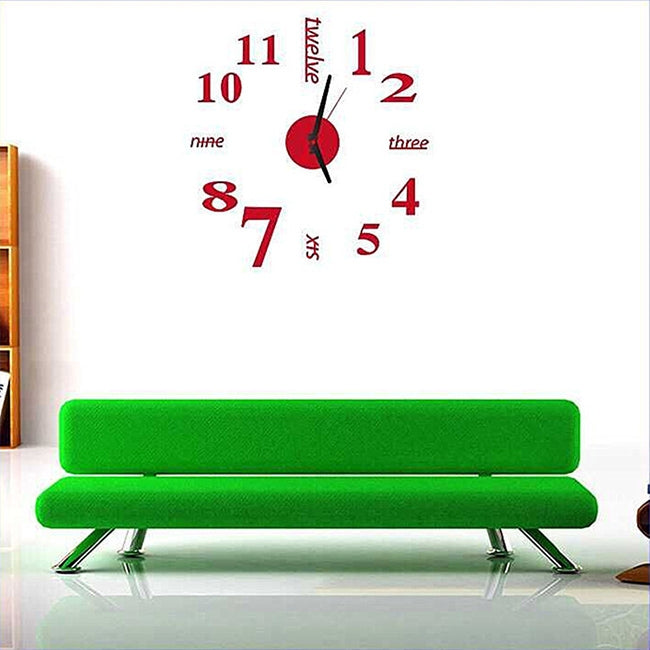 ELECTROPRIME Lovelife WC37130 Acrylic English Digital DIY Stereo Wall Clock Wall Stick Clock (Red)