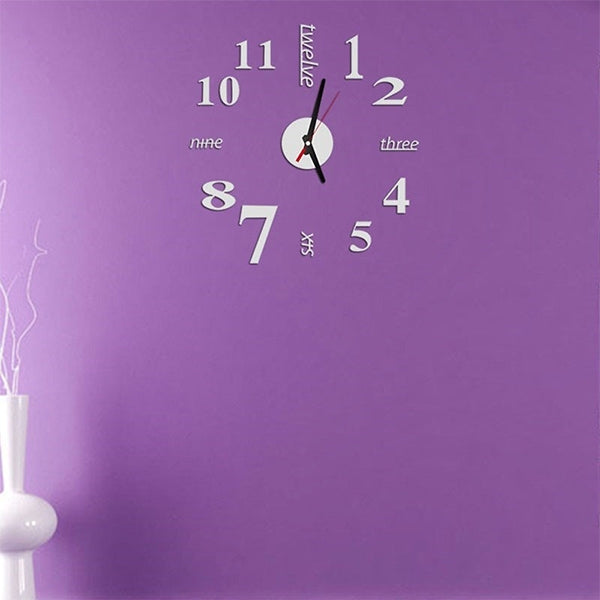 ELECTROPRIME Lovelife WC37130 Acrylic English Digital DIY Stereo Wall Clock Wall Stick Clock (White)