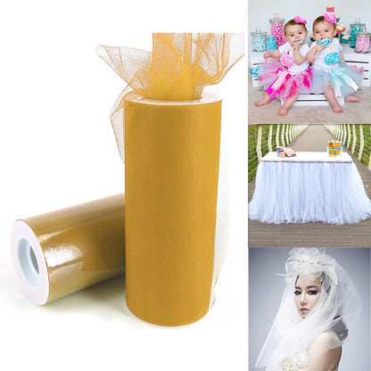 ELECTROPRIME Fashion 20D Polyester Tulle Roll, Wedding Birthday Decoration Decorative Crafts Supplies, Total Length: 22.8m, Width:15cm(Yellow)