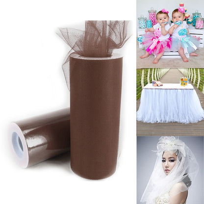 ELECTROPRIME Fashion 20D Polyester Tulle Roll, Wedding Birthday Decoration Decorative Crafts Supplies, Total Length: 22.8m, Width:15cm(Brown)