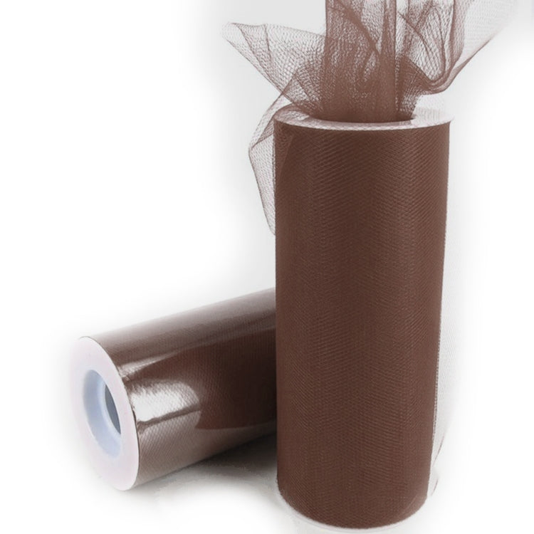 ELECTROPRIME Fashion 20D Polyester Tulle Roll, Wedding Birthday Decoration Decorative Crafts Supplies, Total Length: 22.8m, Width:15cm(Brown)