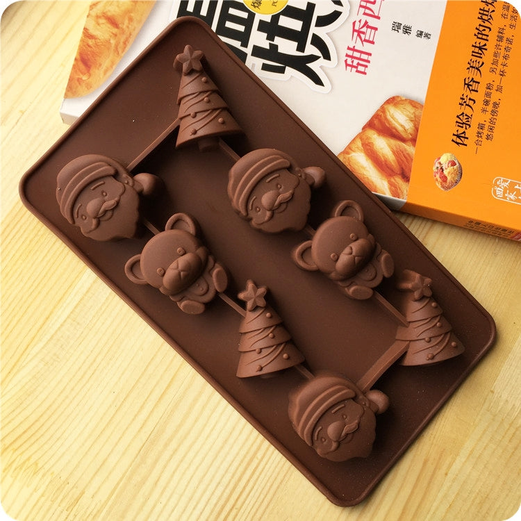 ELECTROPRIME 2 PCS Christmas Tree Santa Claus Chocolate Dessert Pastry Kitchen Baking Silicone Ice Lattice Mold