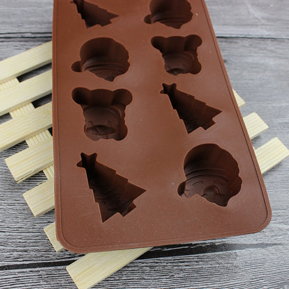ELECTROPRIME 2 PCS Christmas Tree Santa Claus Chocolate Dessert Pastry Kitchen Baking Silicone Ice Lattice Mold