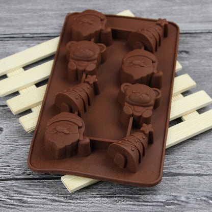 ELECTROPRIME 2 PCS Christmas Tree Santa Claus Chocolate Dessert Pastry Kitchen Baking Silicone Ice Lattice Mold