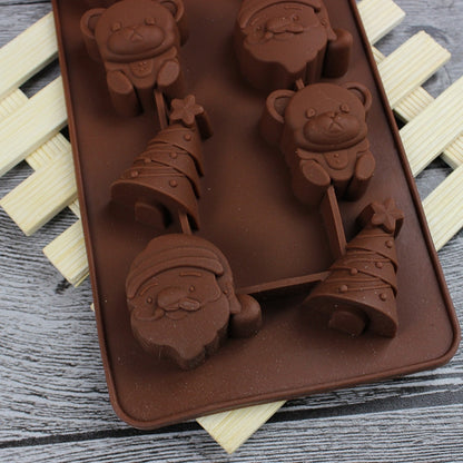 ELECTROPRIME 2 PCS Christmas Tree Santa Claus Chocolate Dessert Pastry Kitchen Baking Silicone Ice Lattice Mold