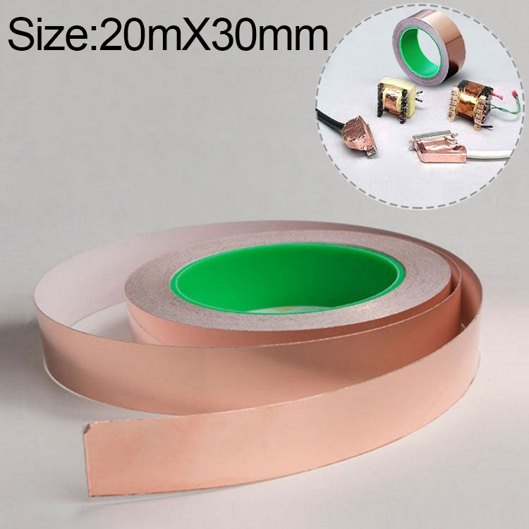 ELECTROPRIME Pure Copper Double-sided Conductive Copper Foil Tape Signal Masking Tape, Size: 20m x 30mm