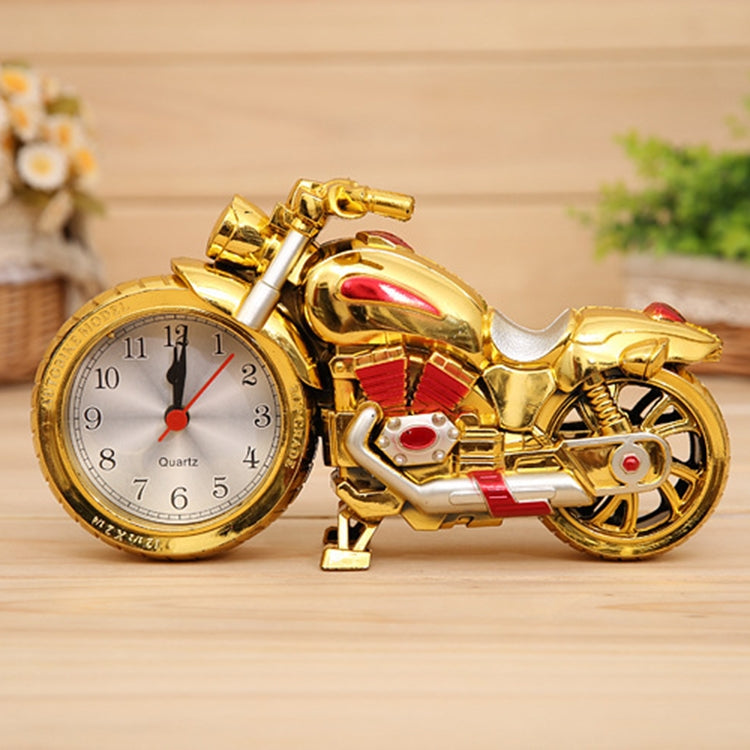 ELECTROPRIME Cartoon Motorcycle Alarm Clock Bedroom Plastic Pointer Alarm Clock, Size: 23*13*6cm(Gold, Red)