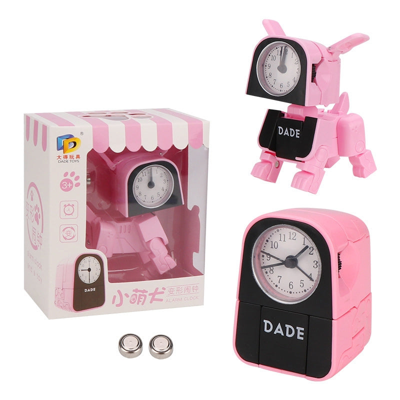ELECTROPRIME Mini Manual Child Deformation Alarm Clock Robot Toy (Pink)
