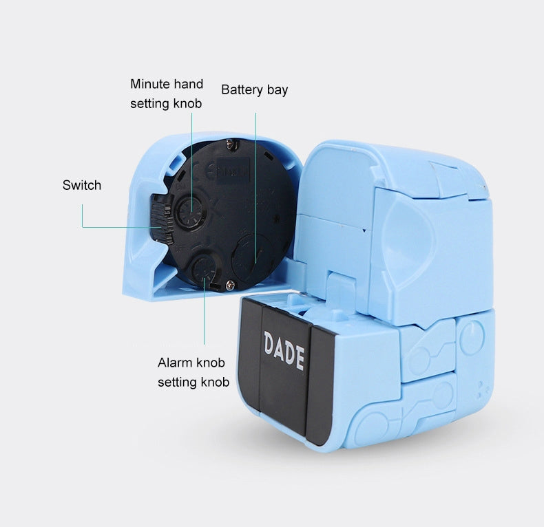 ELECTROPRIME Mini Manual Child Deformation Alarm Clock Robot Toy (Blue)
