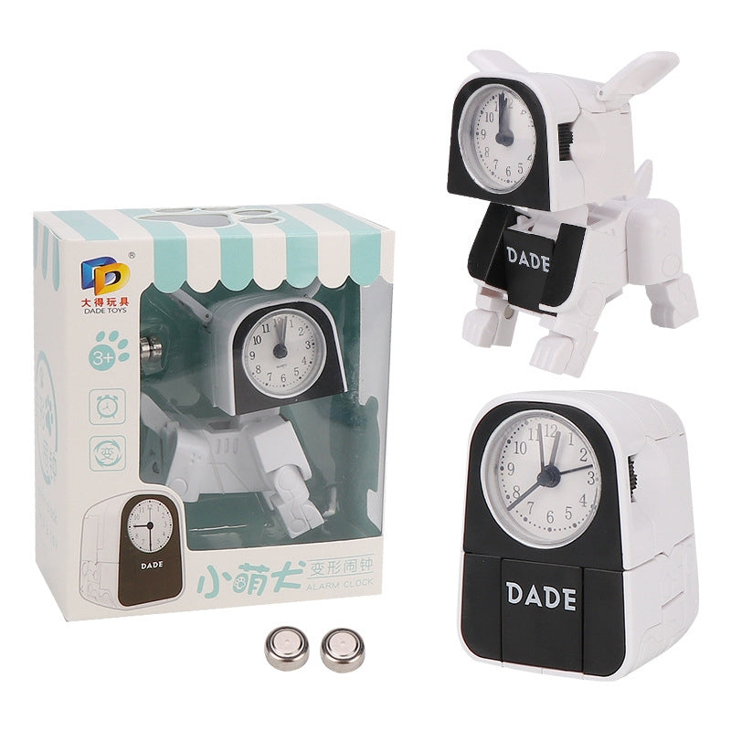 ELECTROPRIME Mini Manual Child Deformation Alarm Clock Robot Toy (White)
