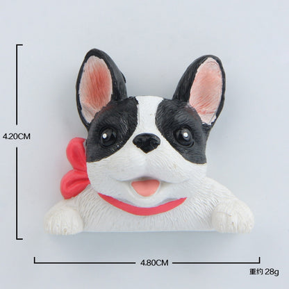 ELECTROPRIME Home Decoration Originality French Bulldog Tie 3D Fridge Paste, NO Magnetic