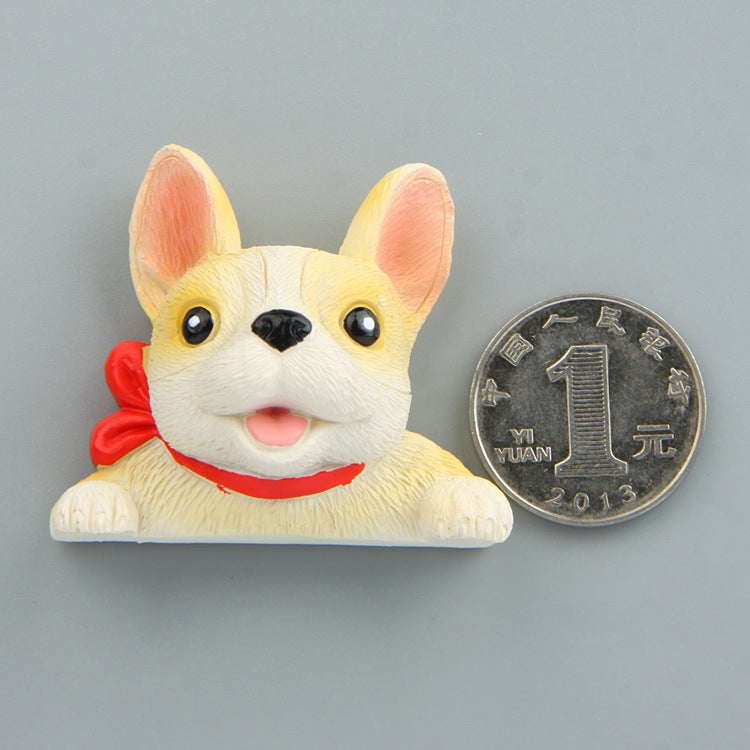 ELECTROPRIME Home Decoration Originality French Bulldog Tie 3D Fridge Paste, NO Magnetic