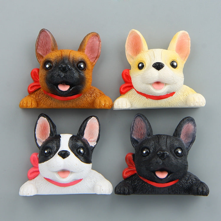 ELECTROPRIME Home Decoration Originality French Bulldog Tie 3D Fridge Paste, NO Magnetic