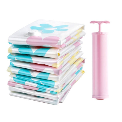 ELECTROPRIME 11 PCS Space Saving Sunflowers Pattern Vacuum Storage Bag, Thinken Quilts Clothing Vacuum Seal Storage Bag with a Hand Pump, Including: 3 PCS 80*100 cm?2 PCS 60*80 cm, 3 PCS 50*70 cm, 2 PCS 40*60 cm