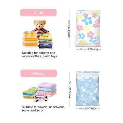 ELECTROPRIME 11 PCS Space Saving Sunflowers Pattern Vacuum Storage Bag, Thinken Quilts Clothing Vacuum Seal Storage Bag with a Hand Pump, Including: 3 PCS 80*100 cm?2 PCS 60*80 cm, 3 PCS 50*70 cm, 2 PCS 40*60 cm