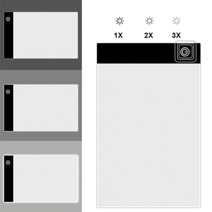 ELECTROPRIME A5 Size Ultra-thin USB Three Level of Brightness Dimmable Acrylic Copy Boards Anime Sketch Drawing Sketchpad, with USB Cable & Plug