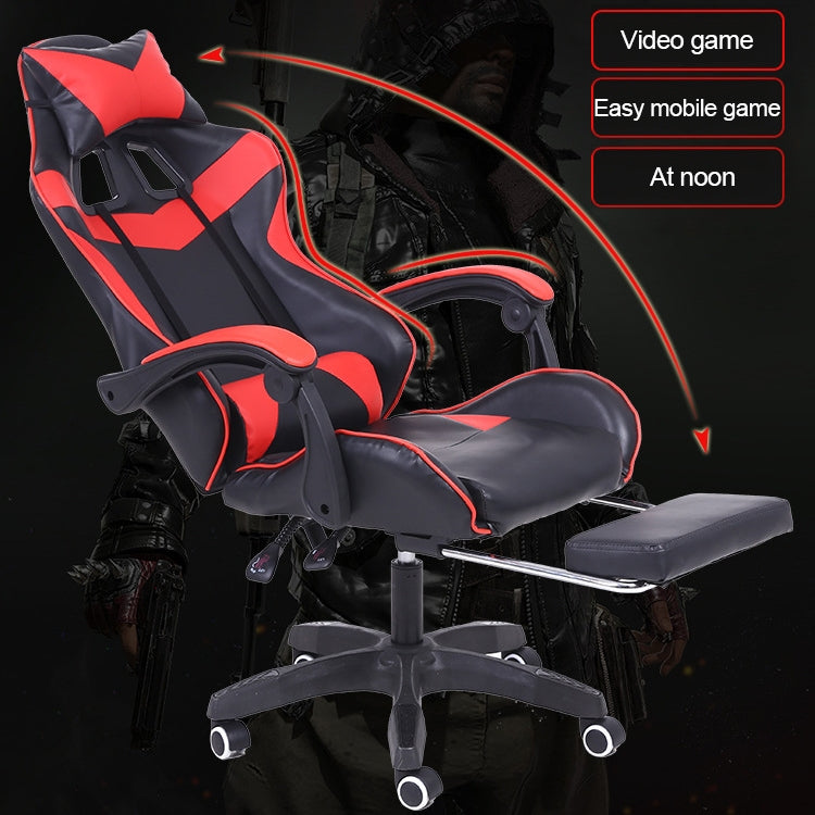 ELECTROPRIME Computer Office Chair Home Gaming Chair Lifted Rotating Lounge Chair with Footrest / Nylon Feet (Black)