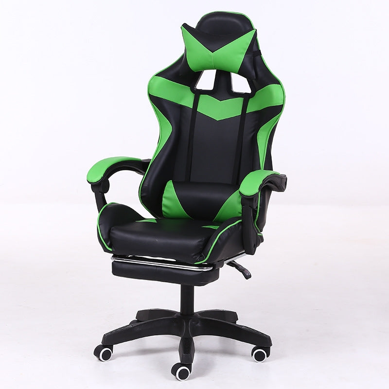 ELECTROPRIME Computer Office Chair Home Gaming Chair Lifted Rotating Lounge Chair with Footrest / Nylon Feet (Green)