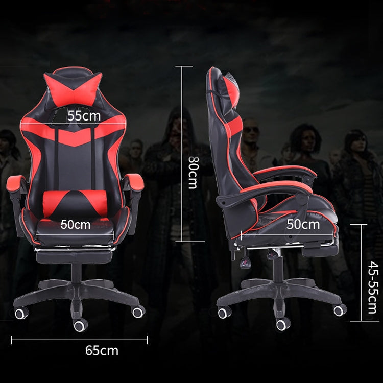ELECTROPRIME Computer Office Chair Home Gaming Chair Lifted Rotating Lounge Chair with Footrest / Nylon Feet (Blue)