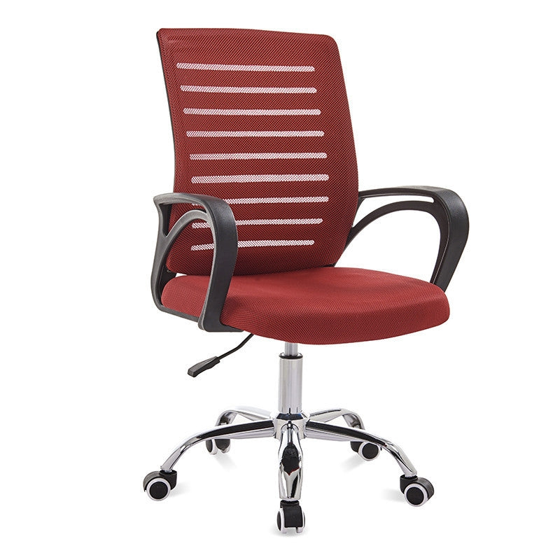 ELECTROPRIME 9050 Computer Chair Office Chair Home Back Chair Comfortable Black Frame Simple Desk Chair (Red)