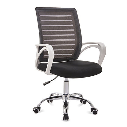 ELECTROPRIME 9050 Computer Chair Office Chair Home Back Chair Comfortable White Frame Simple Desk Chair (Black)