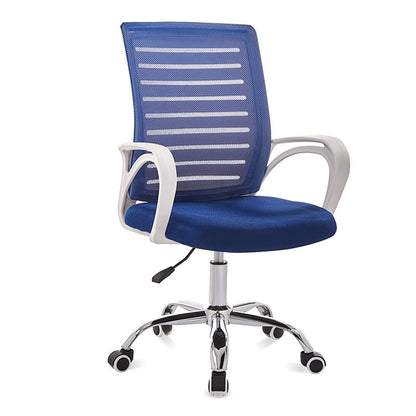 ELECTROPRIME 9050 Computer Chair Office Chair Home Back Chair Comfortable White Frame Simple Desk Chair (Blue)