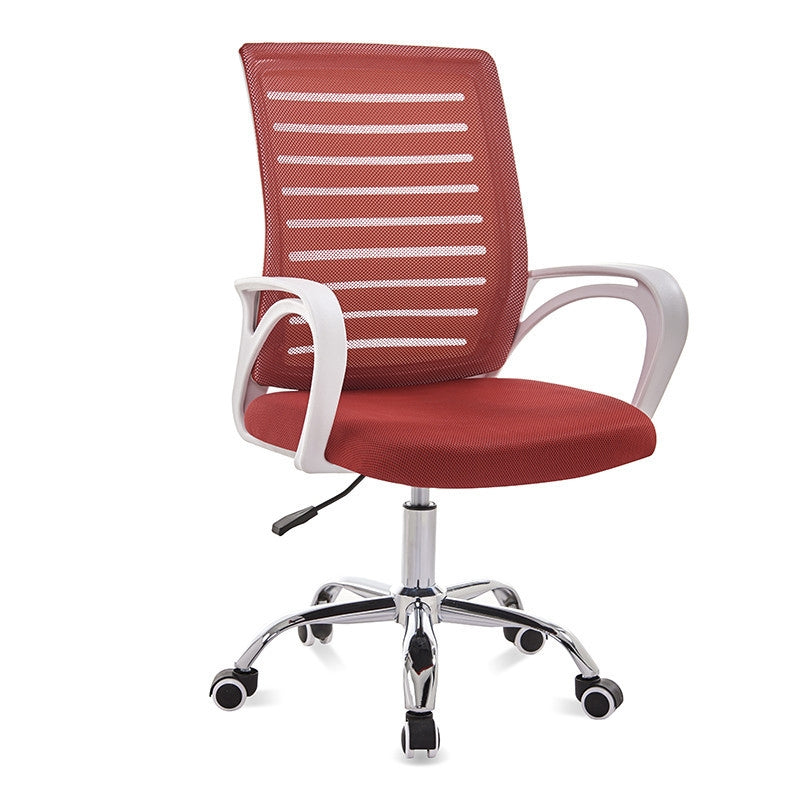 ELECTROPRIME 9050 Computer Chair Office Chair Home Back Chair Comfortable White Frame Simple Desk Chair (Red)