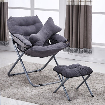 ELECTROPRIME Creative Lazy Folding Sofa Living Room Single Sofa Chair Tatami Lounge Chair with Footrest / Pillow(Grey)